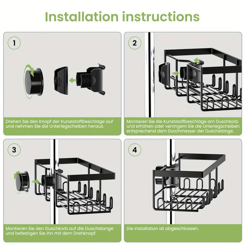 Shower Caddy No Drilling Required  Black 1pc