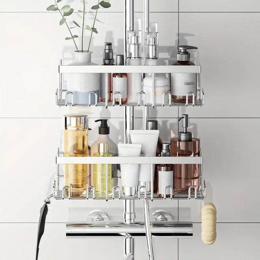 Shower Caddy No Drilling Required White 2pc