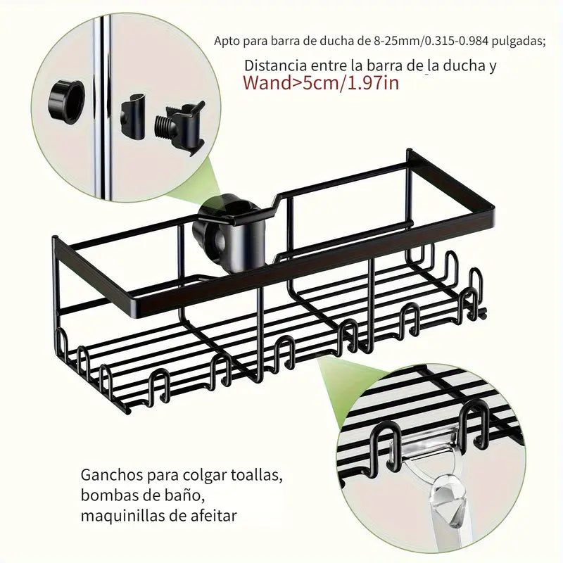 Shower Caddy No Drilling Required  Black 1pc