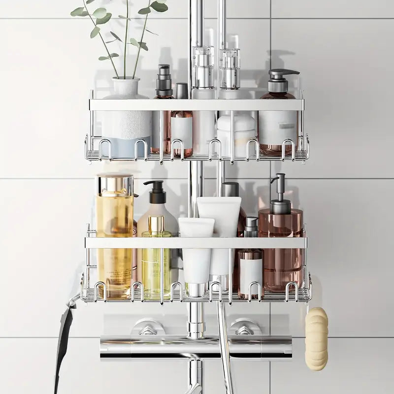 Shower Caddy No Drilling Required White 2pc