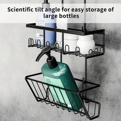 Shower Caddy No Drilling Required Black 2pc