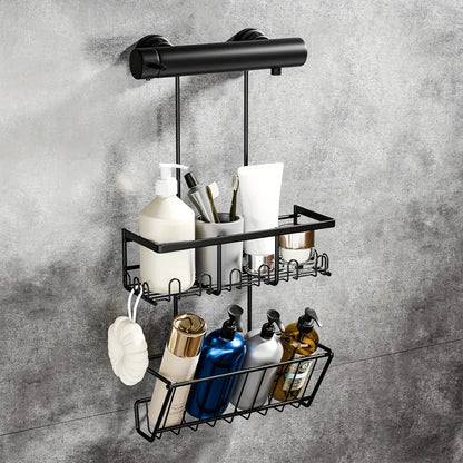 Shower Caddy No Drilling Required Black 2pc